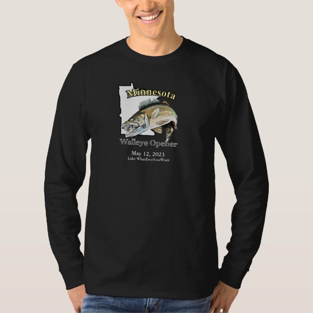 Custom Lake/Date Minnesota Walleye Opener T-Shirt (Front)