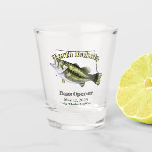 Custom Lake/Date North Dakota Bass Opener Shot Glass