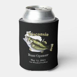 Custom Lake/Date Wisconsin Bass Opener Dark Can Cooler