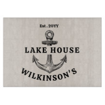 Custom Lake House Cutting Board with Anchor Design