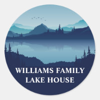 Custom Lake House Drawing Family Home Blue
