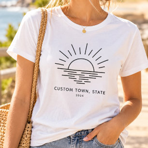 Custom Lake Life Sunset Minimalist Modern Photo T-Shirt