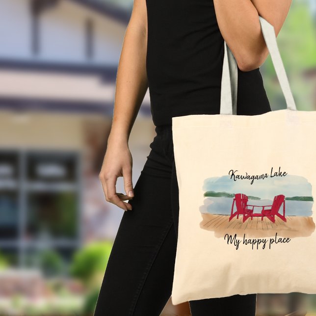 Custom Lake view “My Happy place Tote Bag (Take the lake with you wherever you go!)