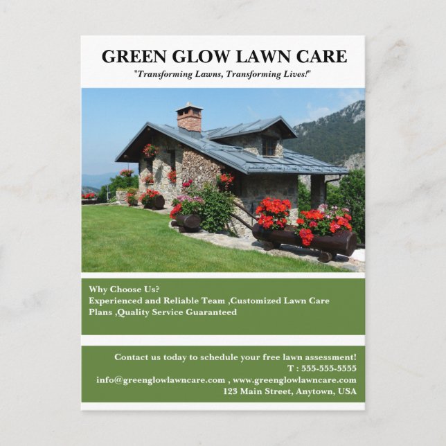 Custom Landscaping Lawn Care Business Marketing  Postcard (Front)