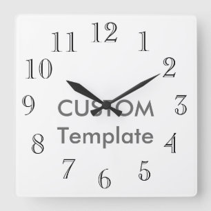 Custom Large 10.75" Square Wall Clock CASLON OPEN.