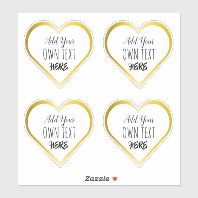Custom Large Clear Gold Heart Stickers (Sheet)