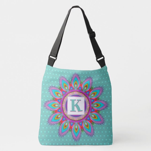 Custom large cross body tote bag psychedelic (Front)