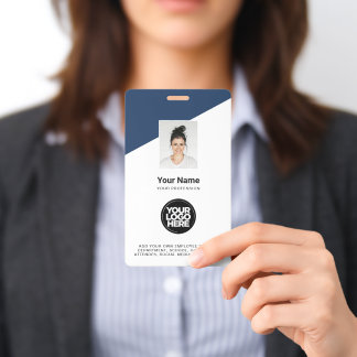 Custom Large Employee Photo, Bar Code, Name, Text ID Badge