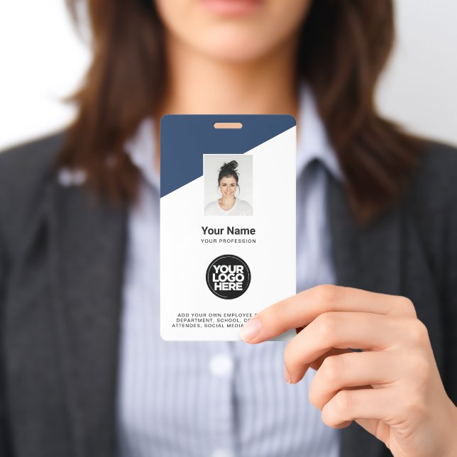 Custom Large Employee Photo, Bar Code, Name, Text ID Badge (Presented)