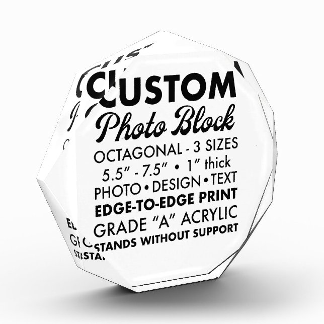 Custom Large Octagonal Photo Paperweight Block (Left)