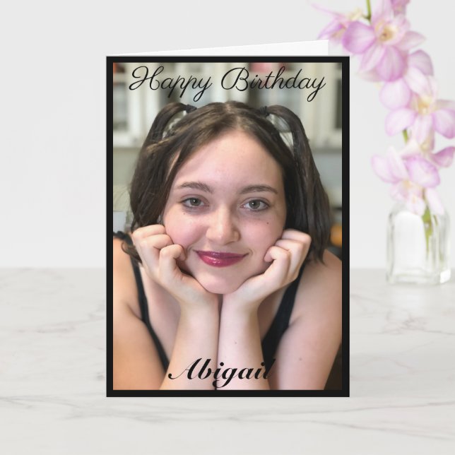 Custom Large Photo Daughter Birthday Card (Orchid)