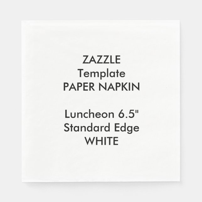 Custom Large WHITE Luncheon Paper Napkin Template (Front)