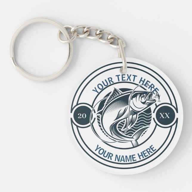 Custom Largemouth Bass Fishing Logo Key Ring (Front)