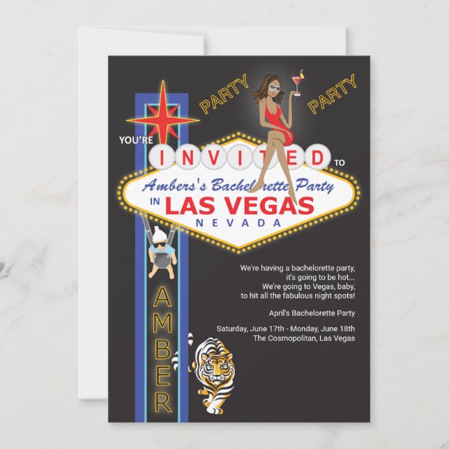 Custom Las Vegas Bachelorette Party Invitation (Front)