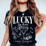 Custom Las Vegas Bachelorette Party Personalised T-Shirt<br><div class="desc">Celebrate your Las Vegas bachelorette party in style with our "Lucky In Love" Custom Las Vegas Bachelorette Party Personalised T-Shirts. These trendy and fun shirts are perfect for adding a cohesive and festive touch to your special weekend. Featuring a retro casino-inspired design, these shirts capture the excitement and glamour of...</div>
