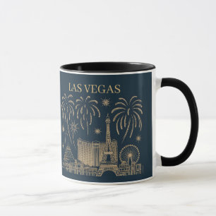 Custom Las Vegas Skyline Gold Line Art Vintage Mug