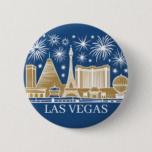 Custom Las Vegas Strip Skyline Minimalist Golden 6 Cm Round Badge