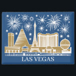 Custom Las Vegas Strip Skyline Minimalist Golden Magnet<br><div class="desc">This design shows the Las Vegas Strip skyline with brilliant fireworks above the cityscape, featuring famous iconic landmarks including the Luxor Pyramid, Paris Las Vegas Eiffel Tower, and Mandalay Bay. Illustrated in a clean bold minimalist line art style with a mid‑century modern illustration and retro vintage style influence, it uses...</div>