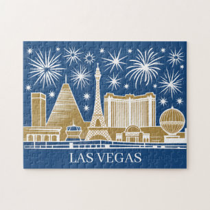 Custom Las Vegas Strip Skyline Vintage Cityscape Jigsaw Puzzle