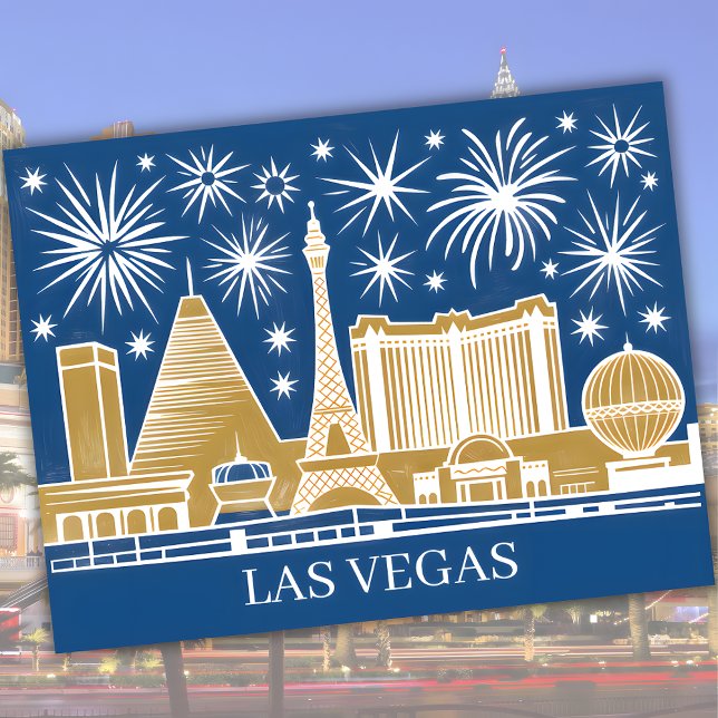 Custom Las Vegas Strip Skyline Vintage Cityscape Postcard (Custom Las Vegas Strip Skyline Vintage Cityscape Postcard)