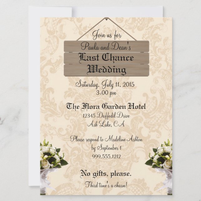 Custom Last Chance Wedding Invitations (Front)