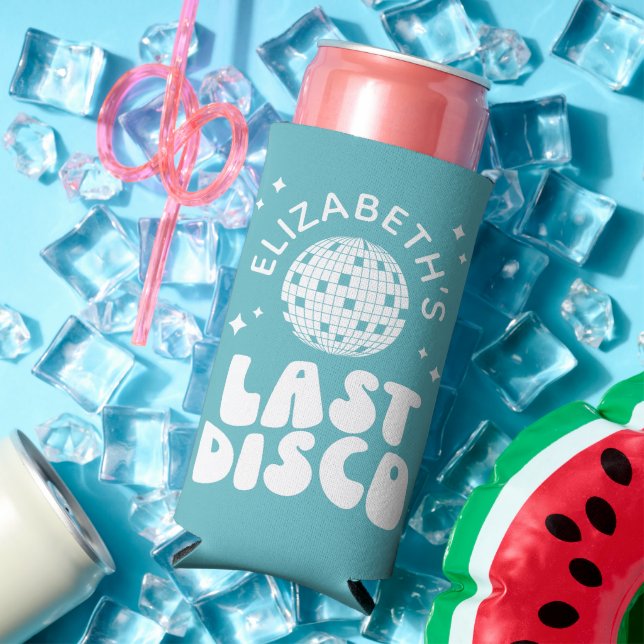 Custom Last Disco Bachelorette Disco Ball Seltzer Can Cooler (In Situ Summer)