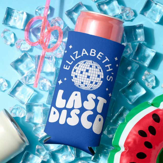 Custom Last Disco Bachelorette Disco Ball Seltzer Can Cooler (In Situ Summer)