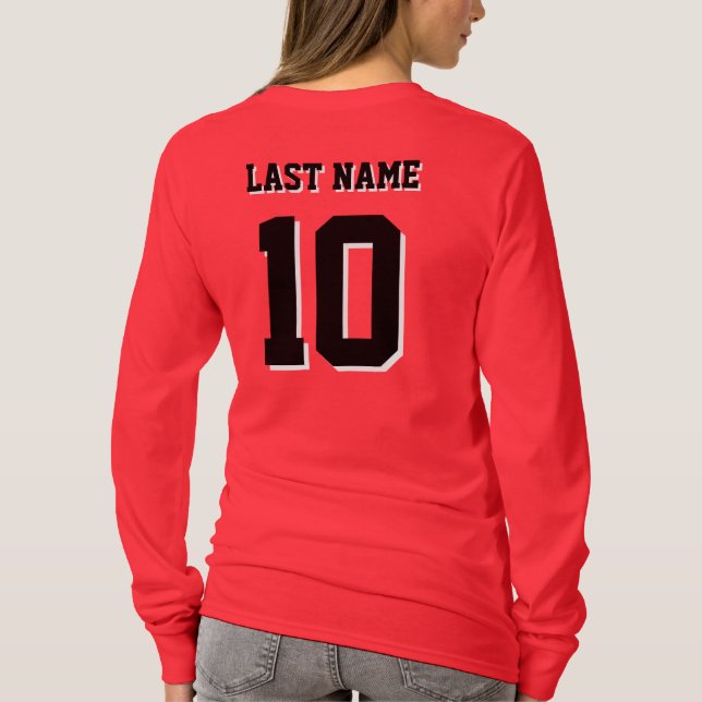 Custom Last Name Number Sports Women  T-Shirt (Back)