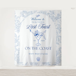 custom Last Toast on the Coast Beach Blue floral  Tapestry