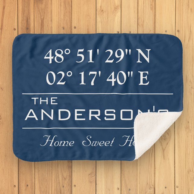 Custom Latitude Longitude Family Name Home Address Sherpa Blanket (Creator Uploaded)