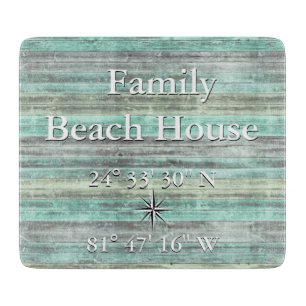 Custom Lattitude And Longitude Coastal Decor Cutting Board