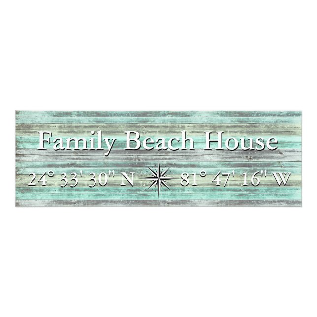 Custom Lattitude And Longitude Coastal Decor Photo Print (Front)