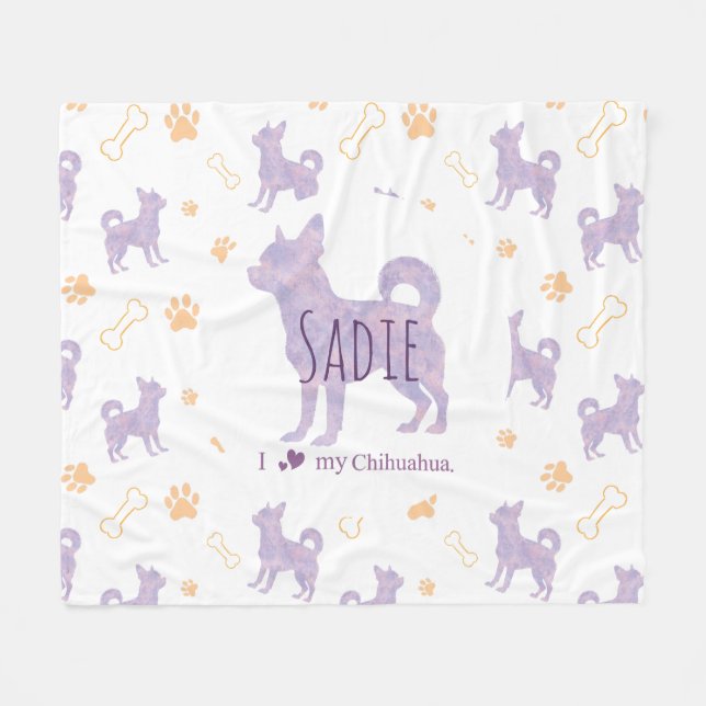 Custom lavender chihuahua Silhouette blanket (Front (Horizontal))
