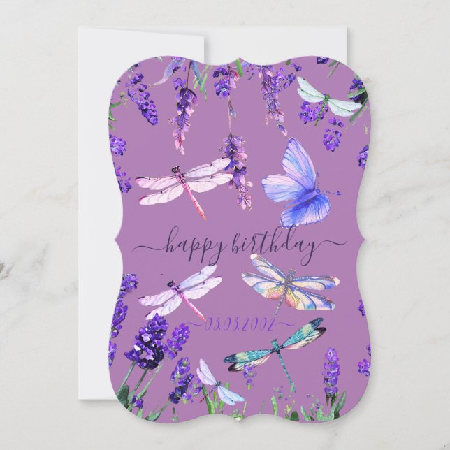 Custom Lavender Dragonfly Shabby Chic Boho Style Card (Front)