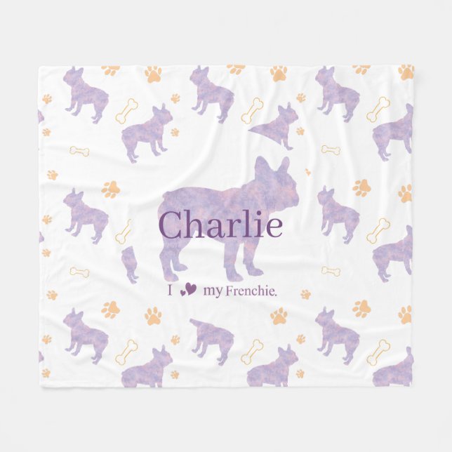 Custom lavender french bulldog Silhouette blanket (Front (Horizontal))
