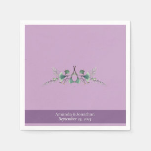 Custom Lavender Greenery Wedding Napkins
