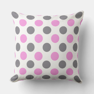 Custom Lavender Grey Large Polka Dot Pillow