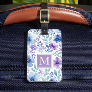 Custom Lavender Purple Floral Watercolor Pattern Luggage Tag