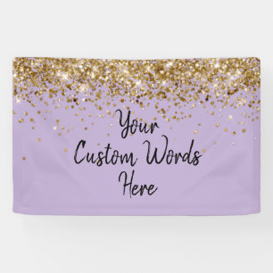 Custom Lavender Purple Gold Birthday Party Prop Banner