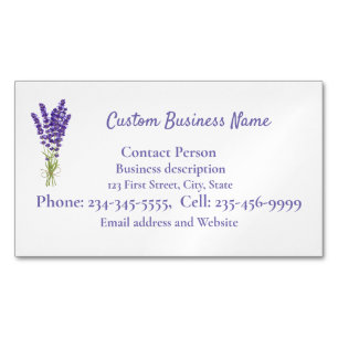 Custom Lavender purple mauve garden flower Magnetic Business Card