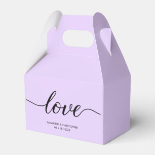 Custom Lavender Purple Minimal Love ScrIpt Wedding Favour Box