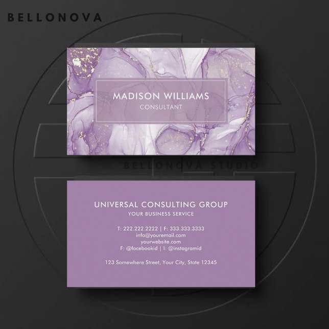 Custom Lavender Purple White Glitter Professional Business Card (Custom Lavender Purple White Glitter Professional Business Card)
