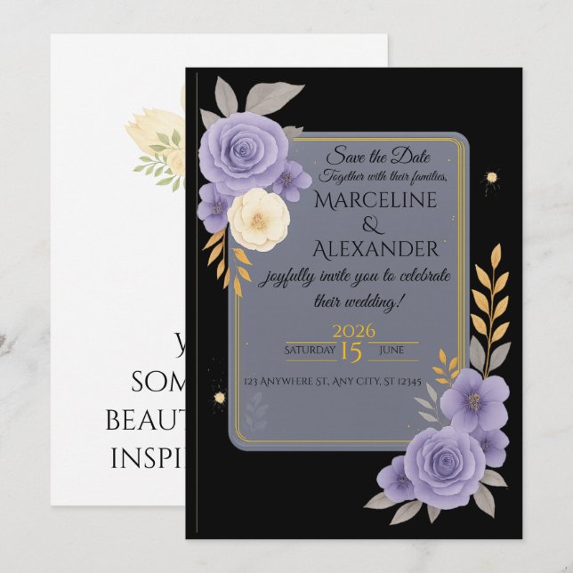 Custom Lavender & Slate Gray Elegant Invitation (Front/Back)