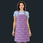 Custom lavender white name text modern pattern apron<br><div class="desc">Custom lavender lilac white name text modern pattern Apron.
you can change the name or text.

Great for cooks,  chefs,  pottery,  ceramics,  crafts,  work,  kitchen,  baking,  bbq,  grill,  and also businesses and stores,  etc</div>