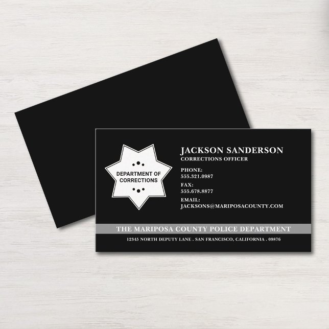 Custom Law Enforcement Corrections Officer Logo Business Card (Custom Law Enforcement Corrections Officer Logo Business Card)