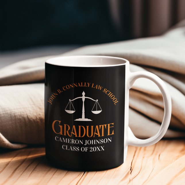 Custom Law School Graduation Orange Black Coffee Mug (Creator Uploaded)