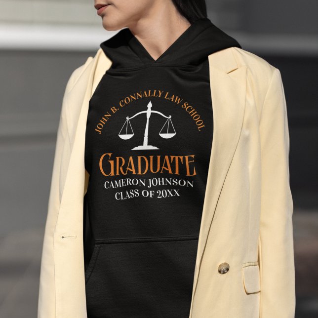 Custom Law School Graduation Orange Black Hoodie (Creator Uploaded)