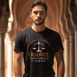 Custom Law School Graduation Orange Black T-Shirt<br><div class="desc">This custom black law school graduation t-shirt features orange typography for a class of 2024 graduate. Customise with your graduating year under the scales of justice for a great personalised commemorative lawyer tee for their college or university.</div>