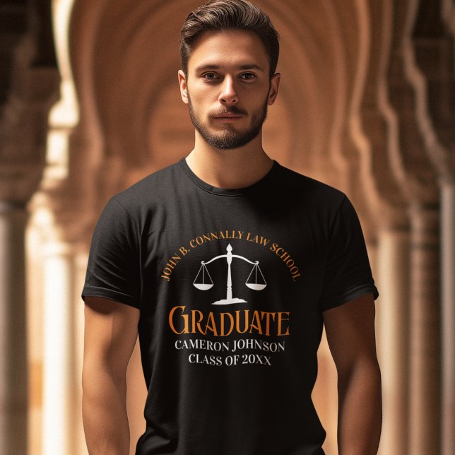 Custom Law School Graduation Orange Black T-Shirt (Creator Uploaded)