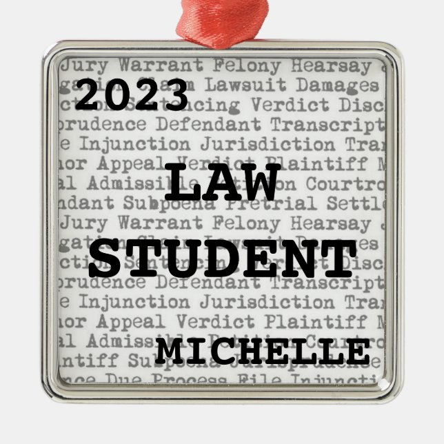 Custom Law Student Legal Terminology Christmas Metal Tree Decoration (Front)